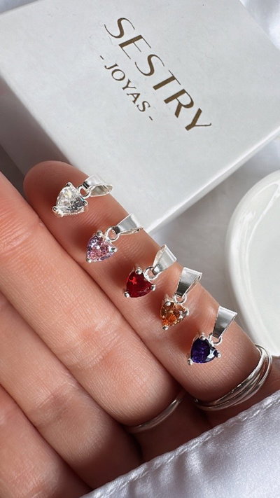 Dije corazón cubic c/drop chico
