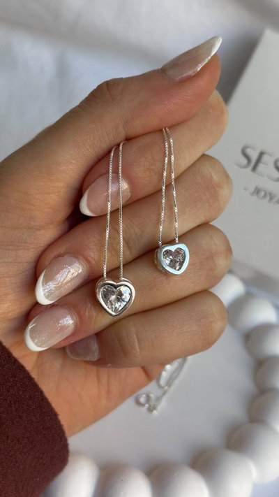 Dije corazón pasante cubic (6-8mm)