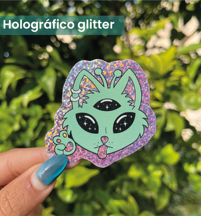 Gato alien - Holográfico glitter