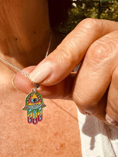 Collar Fatma Colors en Plata 925 con Dije Mano de Fátima