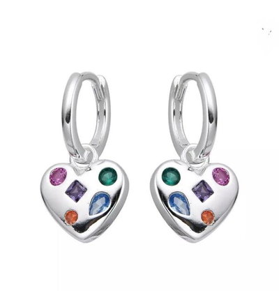 Argollas Cuore Colore en Plata 925 con Cubics de Colores