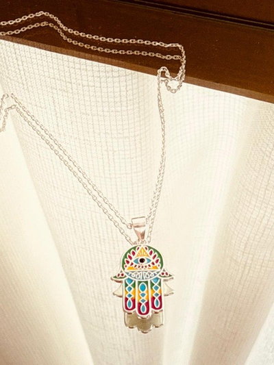 Collar Fatma Colors en Plata 925 con Dije Mano de Fátima