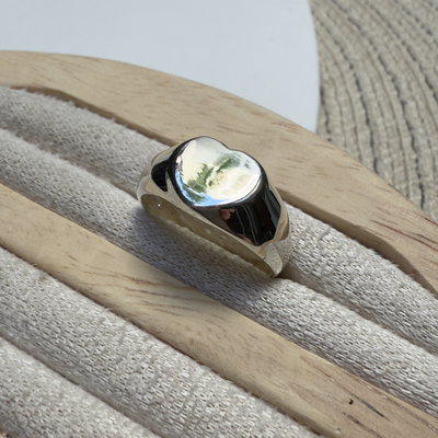 Anillo Sello Corazón/Plata 925