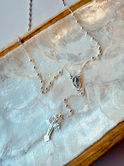 Collar Rosario Fe Plata 925