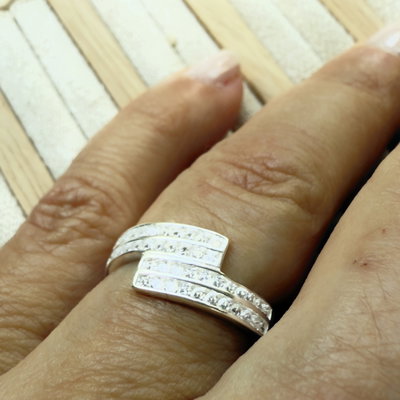 Anillo Medio Sinfín Cruzado/Plata 925