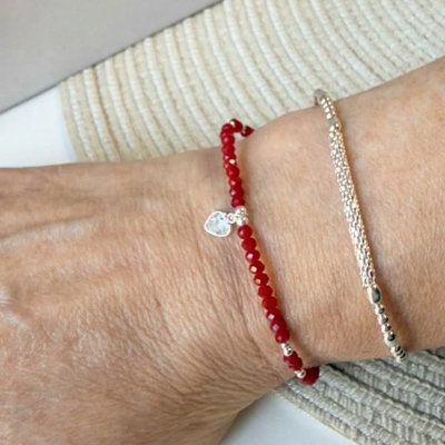 Pulsera Hilo Rojo Corazón Cristal 