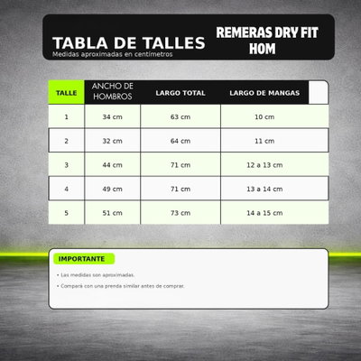 Remera Deportiva Dry Fit Hombre – Talles 1 al 5