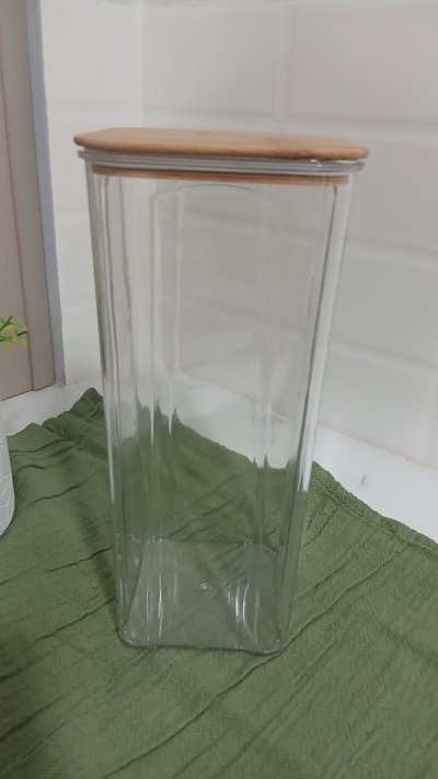 Frasco de acrílico tapa bambú