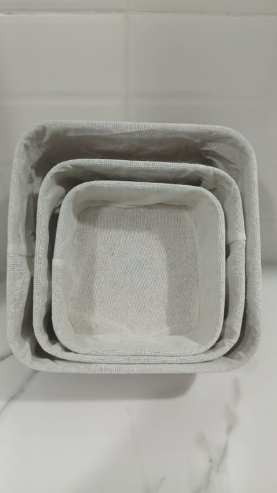 Set de canasto x 3 de bambú y lienzo