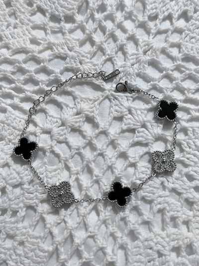 Pulsera Trebol Negro Strass