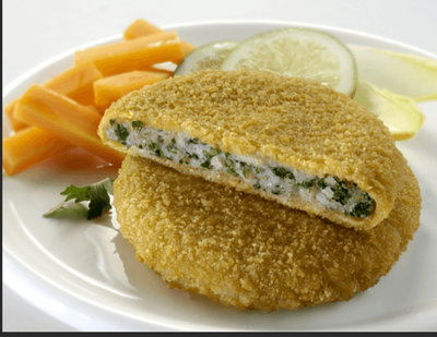 HAMBURGUESAS DE MERLUZA CON ESPINACA Y QUESO
