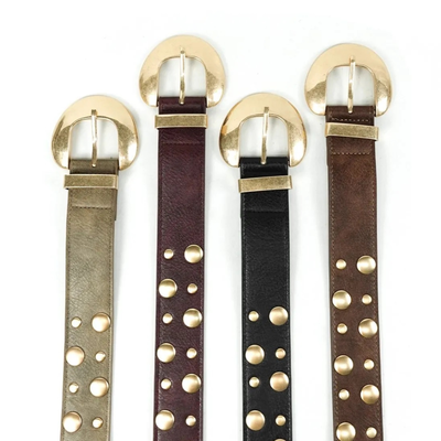 CINTO TACHAS CHICAS Y GRANDES HEBILLA SEMICIRCULO