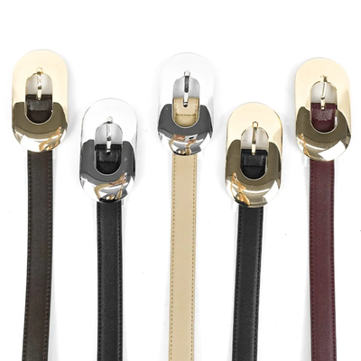 CINTO ECOCUERO HEBILLA BORDES REDONDEADOS METALIZADA - NEGRO