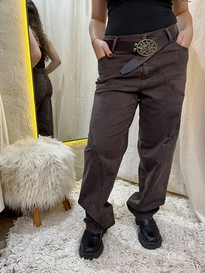 JEAN BALLOON CON RECORTES - CHOCOLA