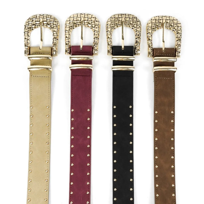 CINTO GAMUZADO CON HEBILLA LABRADA ENTRELAZADA