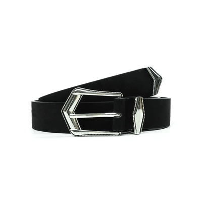 CINTO GAMUZADO HEBILLA Y PASACINTO METALIZADOS DETALLE EN BORDE