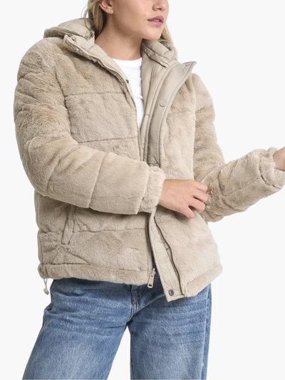 CAMPERA REVERSIBLE CON PIEL - BEIGE