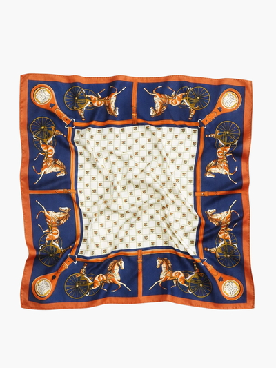 PAÑUELO SEDA ESTILO AJEDREZ BORDE CABALLERO 90X90 CM