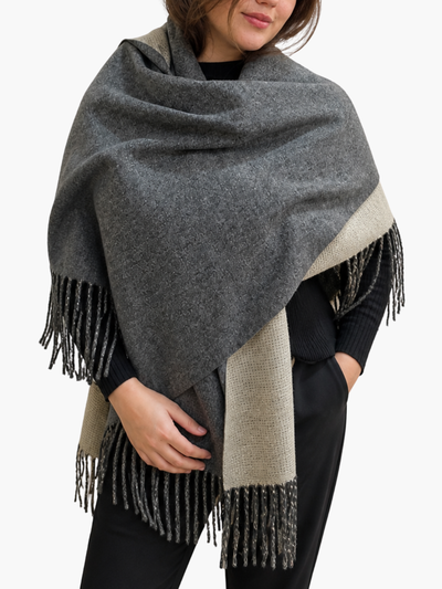 RUANA CASHMERE REVERSIBLE DOBLE COLOR PREMIUM