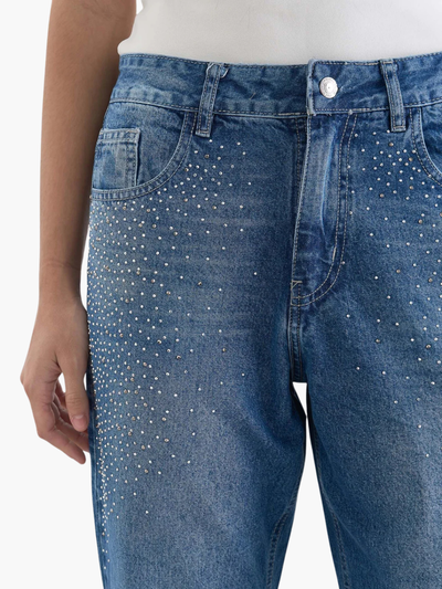 JEANS MOM STRASS