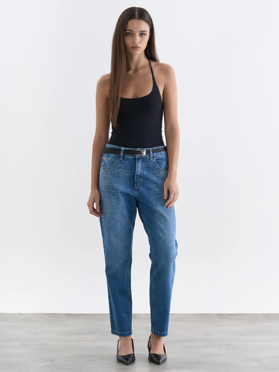 JEANS MOM STRASS