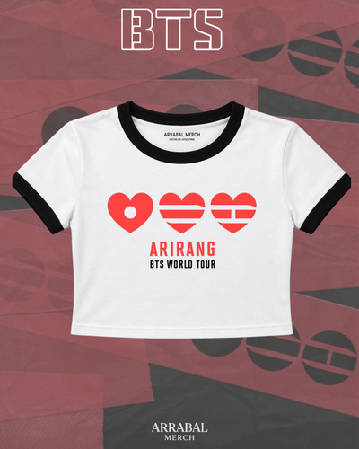 Baby Tee Bicolor Blanca- Corazones Arirang