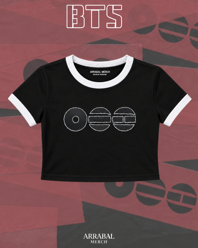 Baby Tee Bicolor Negra con STRASS- BTS