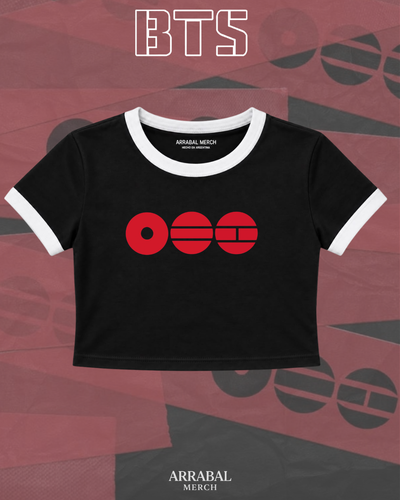 Baby Tee Bicolor Negra- Logo Arirang