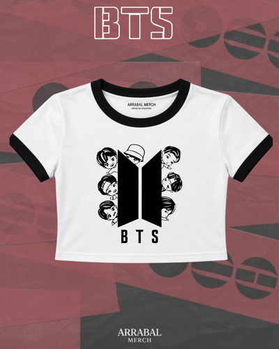 Baby Tee Bicolor Blanca- Mini Bangtan