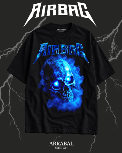 Remera Negra Calavera azul