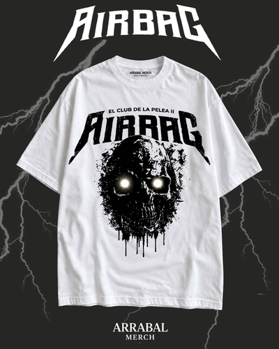 Remera Blanca - Airbag, Calavera negra