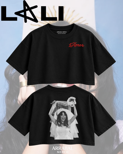 Crop Top Negro "1 Amor" - Lali Novia