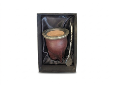 Mate camionero de calabaza con virola cincelada