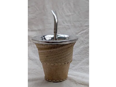 Mate camionero cuero y tiento cocido