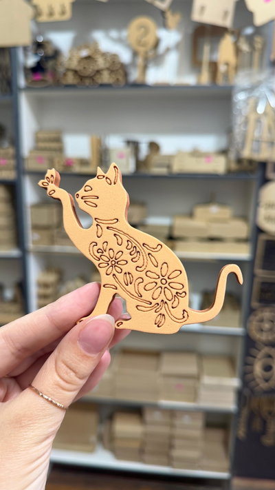 Sellos Gato con Grabado de Flores MEDIANO (10x8)