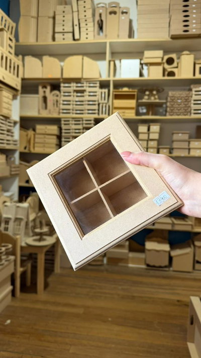 Caja de Té con 4 DIVISIONES con TAPA VIDRIO