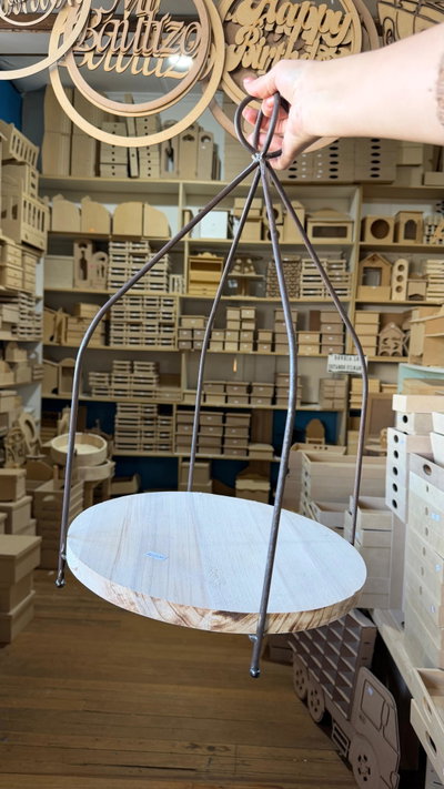 Porta Macetas de Pino con Metal (54x35)