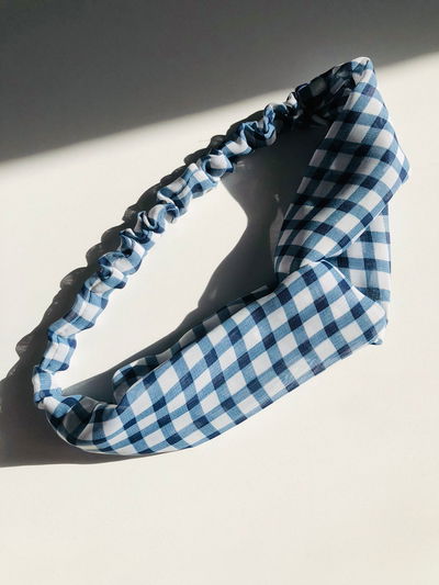 Turbante cuadrillé celeste