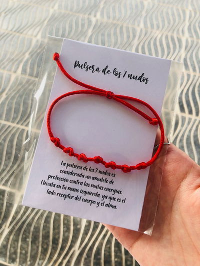 Pulsera roja 7 nudos gruesa