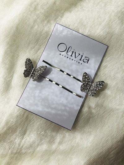 Hebillas mariposas con brillo 