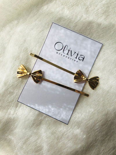 Hebillas moños dorados 