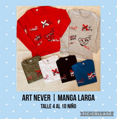 Remera KIDS - Never (manga larga)