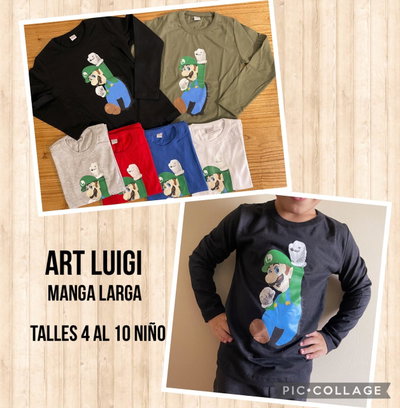 Remera KIDS - Luigi (manga larga)
