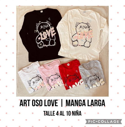 Remera KIDS - Oso Love (manga larga)