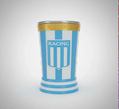 Vaso fernetero racing club tipo camiseta 
