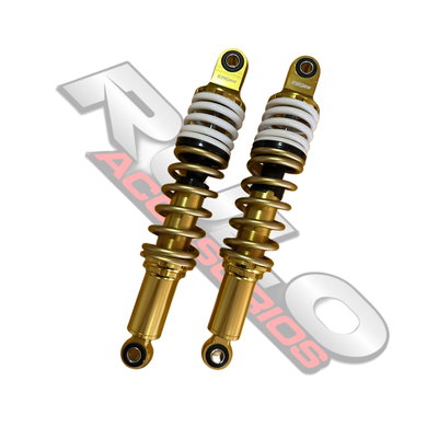 Amortiguadores Anodizados Regulables 34cm Dorado