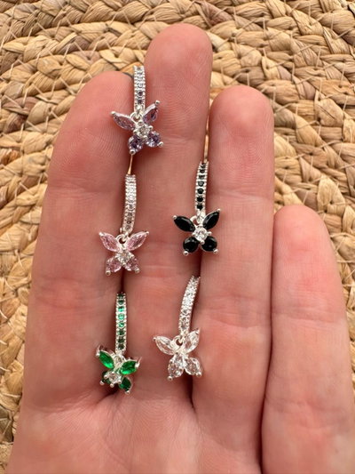 ARO ACERO BLANCO MARIPOSA COLGANTE STRASS
