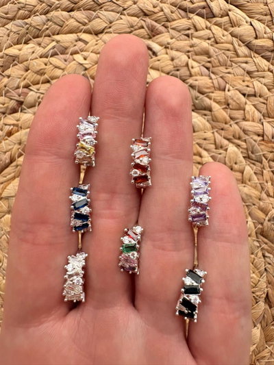 ARO ARGOLLA STRASS IRREGULAR ACERO BLANCO