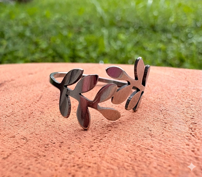 ANILLO ACERO QUIRÚRGICO - hojitas entrecruzadas