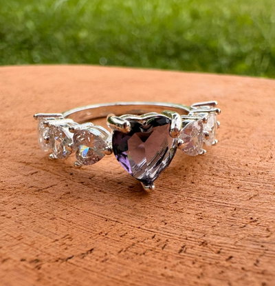 ANILLO DE ACERO BLANCO - SALDO - mini corazón 